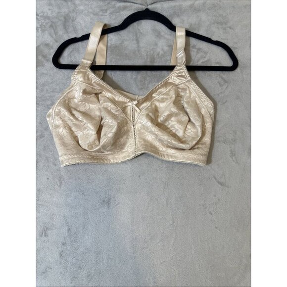 Bali Bra Size 42DD Beige Floral Jacquard Wire Free Soft Cup Full Coverage - Picture 1 of 6